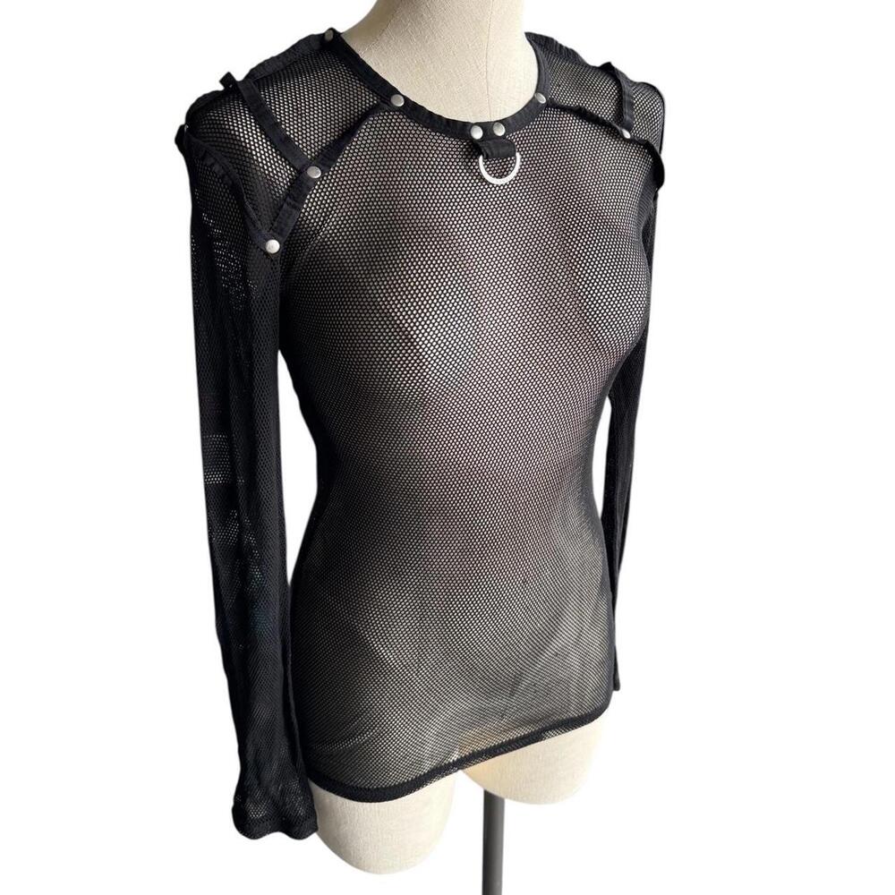 Y2K Lip Service Fishnet Long Sleeve Grunge/ Goth Shirt size Small